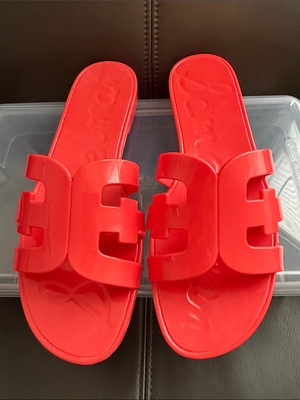 Sam Edelman Red Patent Slide Sandals